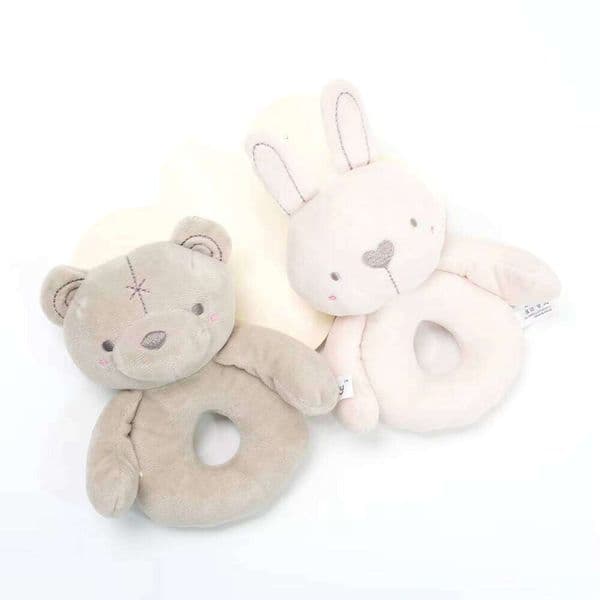 Fashionable Soft - Touch Plush Rattles - Adorable Bear and Bunny Designs for Infant Play