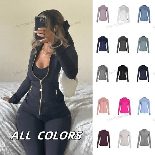 Women's Breathing Yoga Sweatshirt with Golden Zippers - Athletic Coats for Workouts
