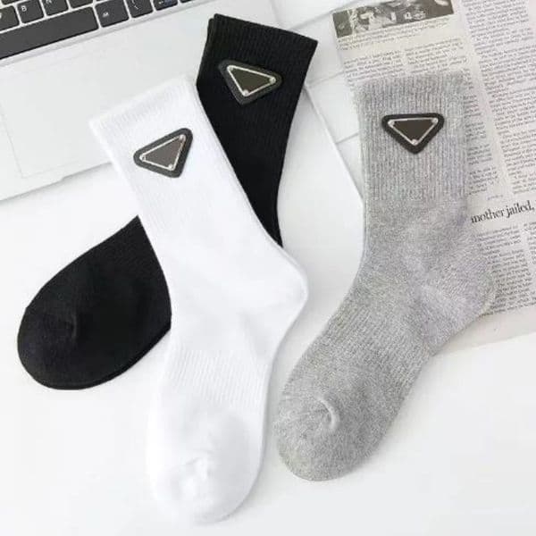 3 Pairs Men's Socks Fashion Luxury Women Men Classic Designers Cotton High Tube Socks Solid Color Black White Grey Jogging Basketball Football Sports Socks