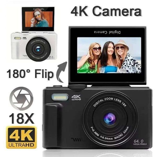 64Mp Photography 3.0" Flip Screen 180° WIFI 18X Digital Zoom 4K Vintage Vlog Video Recorder Youtube Webcam Camera