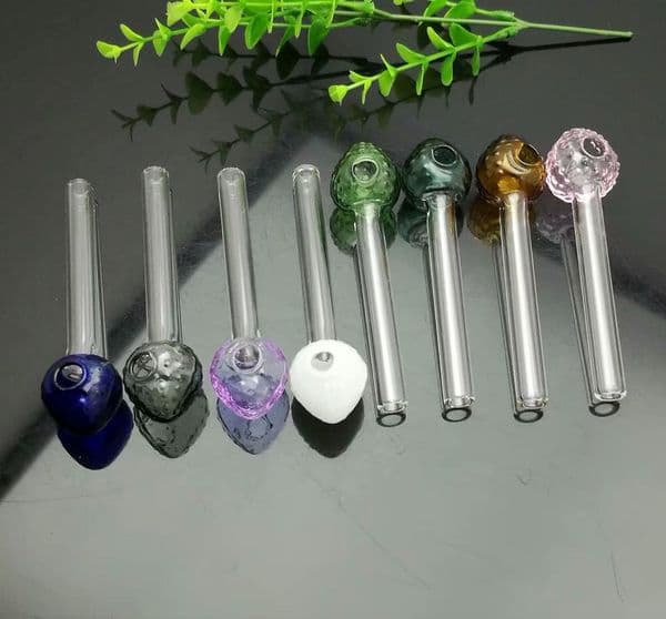 Glass Pipes Smoking Manufacture Hand-blown hookah Colored Strawberry Head Glass Direct Boiling Pot