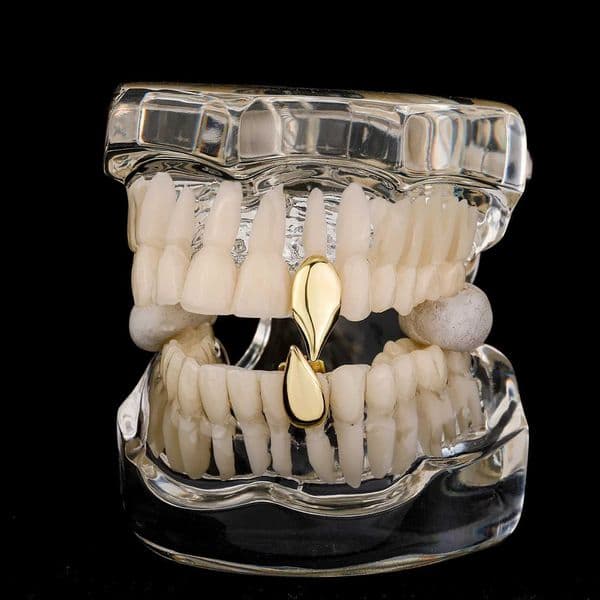 14K Gold Plated Single Tooth Caps Dental Grills Halloween Cosplay Jewelry XJ250722