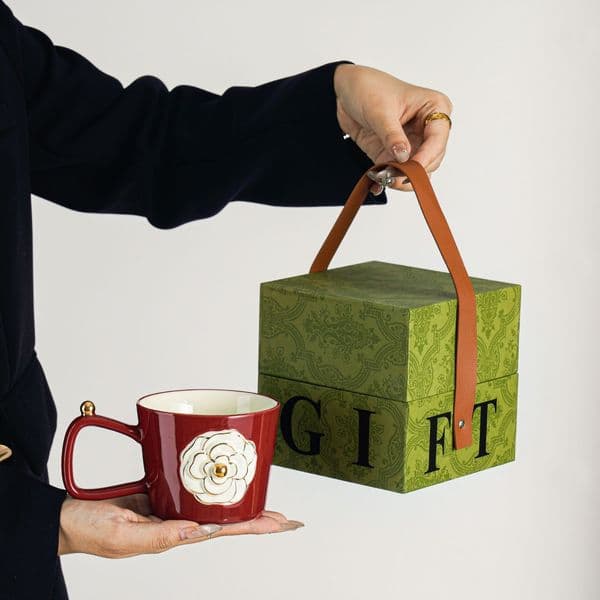 Designer Cup Camellia Bone China Luxury Mug Elegant Ceramic Cups Tea Coffee Mugs And Saucers Gift Box 12545