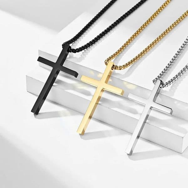 2025 autumn and winter sweater chain high quality steel cross necklace Luster niche personality male female ce 250716