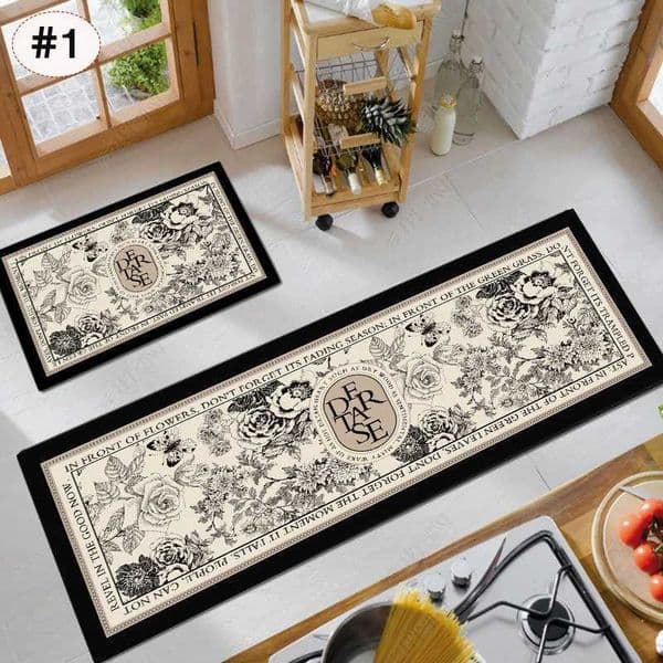 room Luxury Designer Decor VIKAMA American Light Luxury Water-Absorbent Non-Slip Dirt-Resistant Foot Mat Vintage Crystal Velvet Kitchen Door