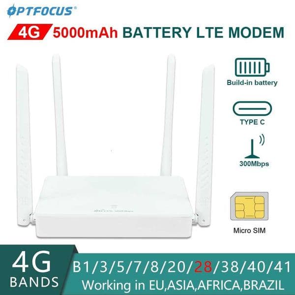 300mbps 4G LTE Router Modem USB Type-C 5000mAh Battery 4G WIFI SIM Card with 4 Antennas Hotspot Mobile 4G CPE Wi-Fi XJ250723