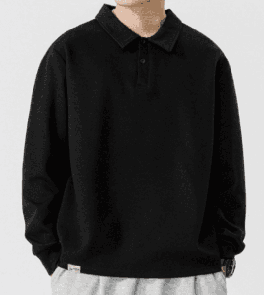 250 Men Long-sleeved Autumn and Winter Heavy Solid Color Lapel Youth Casual