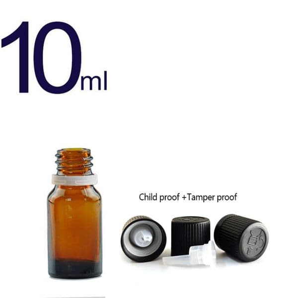 10ml Amber Glass Dropper Bottle for Cosmetic Packing/glass Serum Bottle Child Proof+Tamper Poof Lids and Orifice Reducer For DIY Perfume Cosmetic Oils
