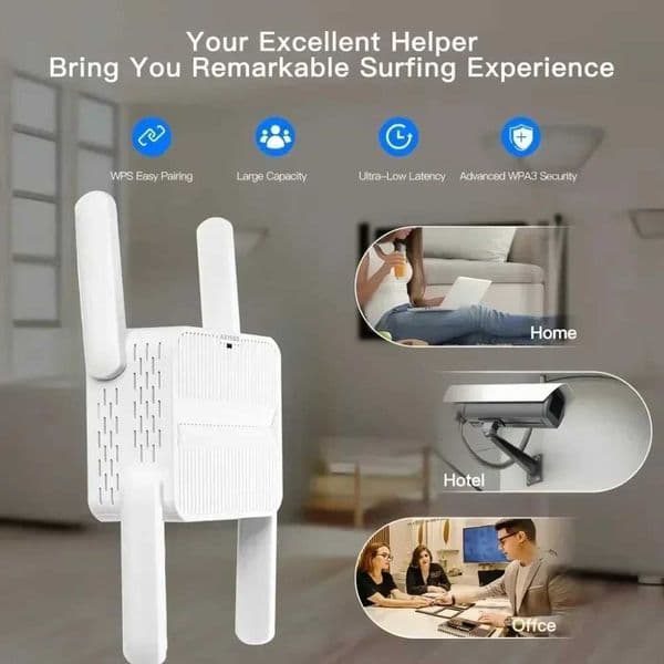 1500 Wi-Fi Amplifier WiFi 6 Signal Repeater Extender Booster 2.4G/5GHz Long Range Network Easy Setup XJ250723