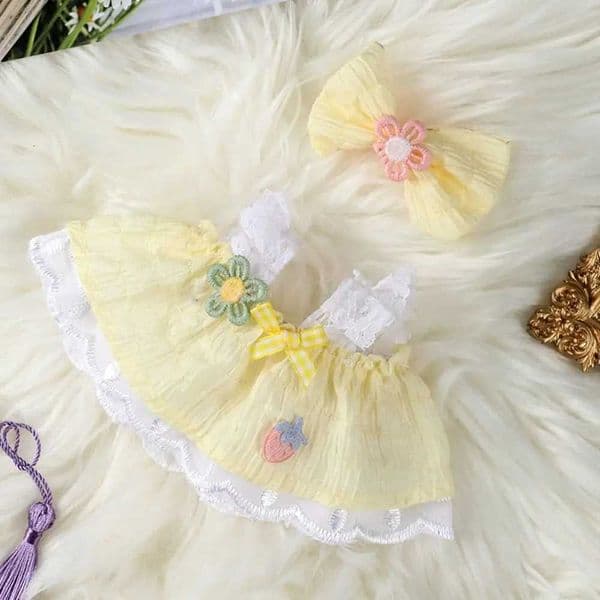 2025 20cm Cotton Doll Clothes With Headwear Bow Headband Accessories Plush Dolls Dresses Skirt Decoration for EXO Idol Doll Accessory X2507231