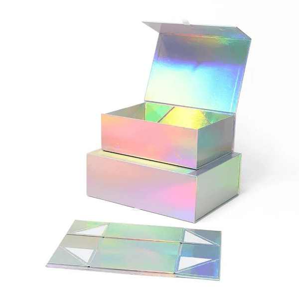 wholesale Large Foldable Laser Rainbow Hard Gift Box With Magnetic Closure Lid Favor Boxes Children's Shoes Storage Packaging Box ni180 8786