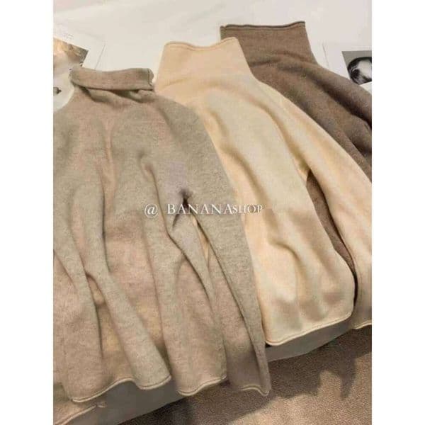 100% Pure Cashmere Women's Turtleneck Autumn Winter Pile Neck Sweater With Rolled Edge Bottom Knitwear MDNG