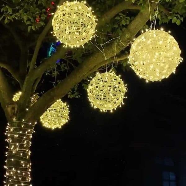 LED Rattan Ball Light Rainproof Landscape Hanging Tree Color Light String X250724