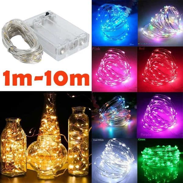 1m - 10m LED String Light 9 Colors Fairy Lights 10-100 LEDs Copper Wire Battery Powered for Wedding Christmas Party Decoration Holiday Lamp X250724