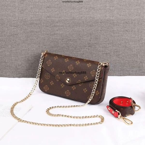 high quality luxury Genuine Luxurys Purse Designers Leather POCHETTE FeLICIE handbags Wallet Holder Wallets Men Women COIN CARD Holders Lambskin Key Pocket 61276