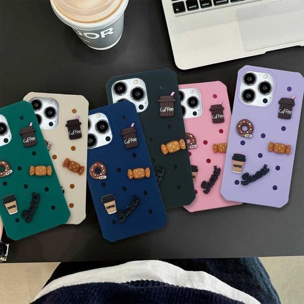 Breathable Perforated Phone Case With Detachable Afternoon Tea Shoe Coffee Donut Candy Sweet Letter Accents Fo Z250723