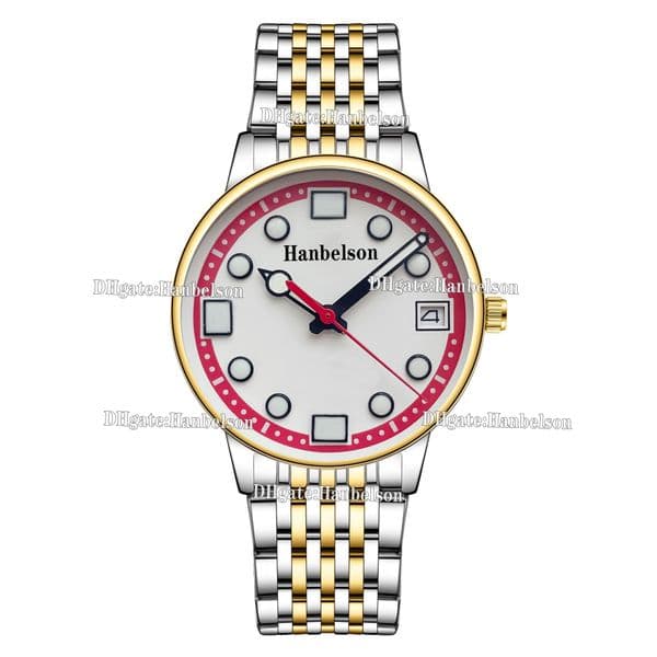 Neutral Watches 38mm Automatic movement Night light dial Watch for Men White Red Two tone face Rotatable bezel Titanium case Ladies Wristwatch 4 color