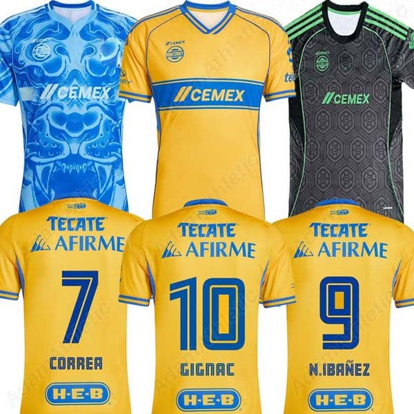 Tigres UANL jerseys 25 26 GIGNAC CORREA football shirts 2025 GORRIARAN J.ANGULO soccer jersey kids kit