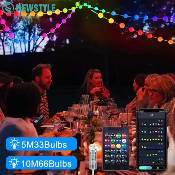 RGB Smart String Lights Outdoor 5M 10M LED Garden String Lights APP Control DIY Twinkle String Lights for Party Holiday Decor X250724
