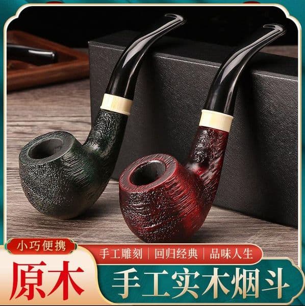 Smoking Pipes New solid wood handmade pipe, exquisitely carved pipe, universal 9mm flue, beginner
