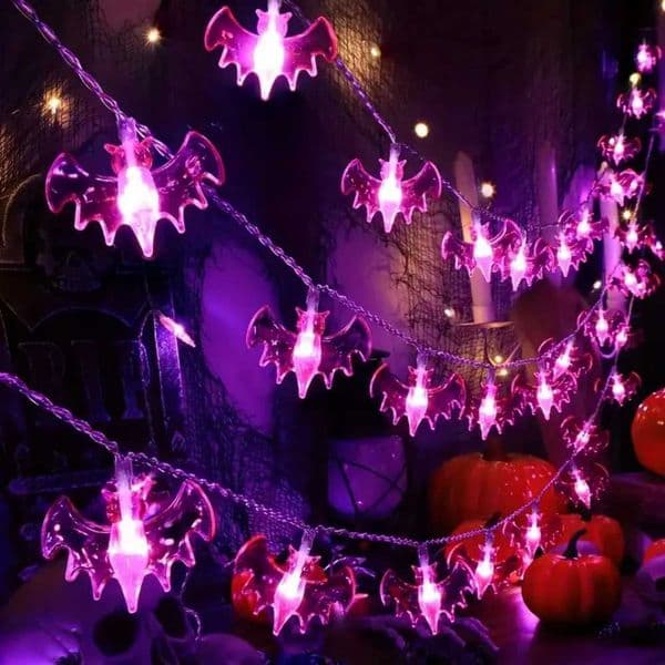 1PC 1.5M 10LED/3M 20LED Halloween Battery Box Bat Light String excluding battery suitable for autumn harvest party decoration X250724