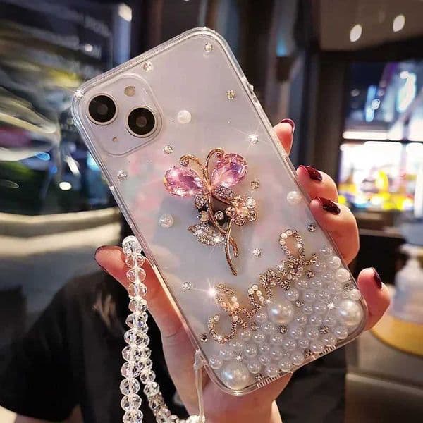 Fashion Bling Diamond Rhinestone Flower Case Cover For Iphone 17 Air 16 14 15 12 13 Pro MAX XS XR 7 8 PLUS Soft Clear Phone Z250723