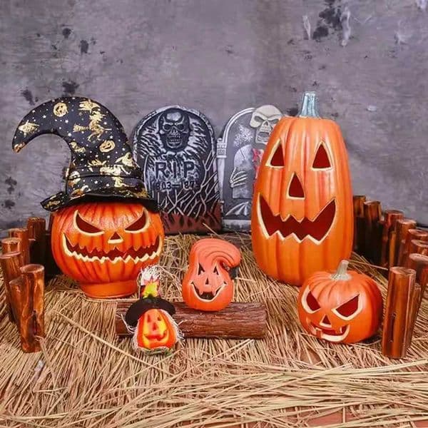 1Pc Decorative Pumpkin Halloween Props Lantern Decor Pumpkin Decoration Pumpkin Light Outdoor Halloween Decoration X2507241
