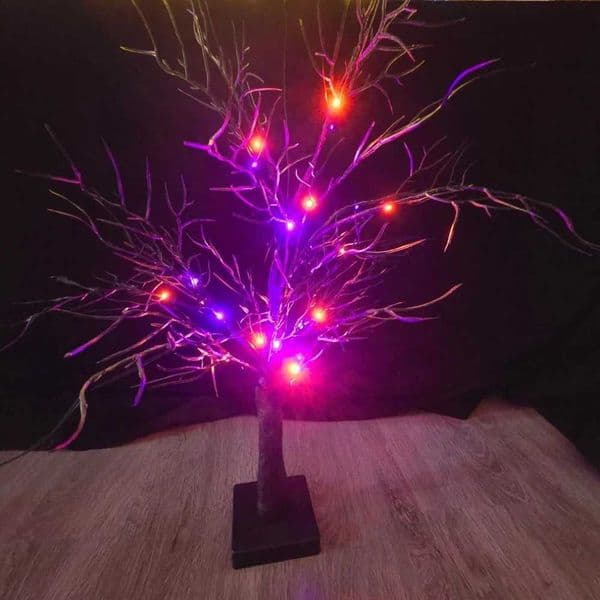 1PC24LED Halloween Coral Branch Tree Light Orange and Purple Light Colors Battery and USB Powered Used for Holiday Decoration X250724