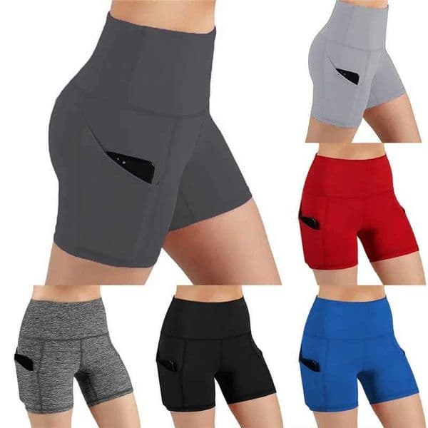Women Gym Shorts High Waist Lifting Push Up Tight Yoga Cycling Biker Shorts Phone Pocket Jogging Running Fitness Short Pants Lady XJ250724