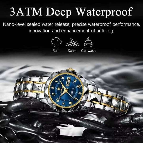 DHgargets POEDAGAR Ladies Dress Watch Luminous Waterproof Week Date Woman Wristwatch Stainless Steel Women Quartz Watches