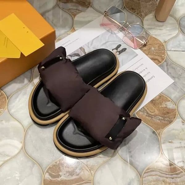 Pillow Sliders Slipper Padded Front Strap Platform Sandels For Women Designer Comfort Mules Men Slides w6Fm#