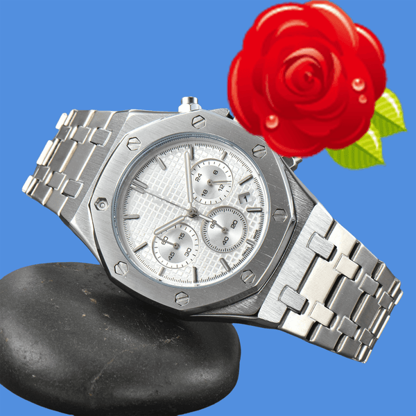 New APity ROYALOAKITY Fashion watch Mens Automatic Quartz Movement High Quality Wristwatch Hour Hand Display Metal Strap Simple Luxury Popular Watch #322