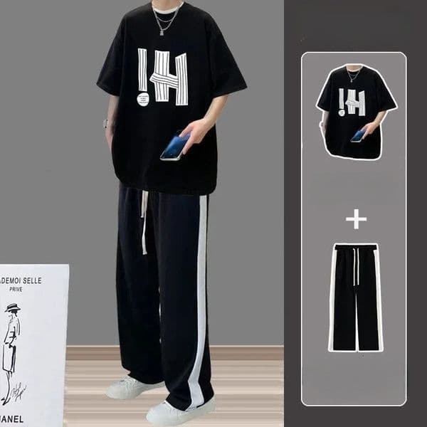 Sweatshirts White Sweatsuit Oversized T-shirts Pants Suits for Men Cotton Man Trousers Sets Tracksuit Cool Elastic Basic Xl Tee 250717