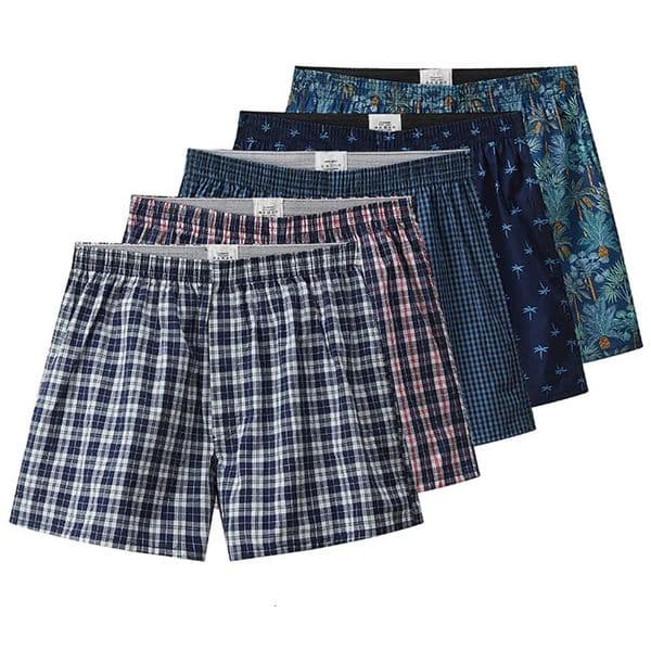 SXL Mens Cotton Underwear Boxer Shorts Casual Plaid Elastic Waistband Button Comfortable for Home 250717