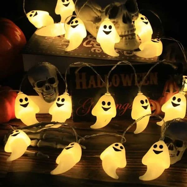 1PC 1.5M 10LED/3M 20LED Halloween Ghost Battery Box Light String (without battery) suitable for autumn harvest party decoration X250724