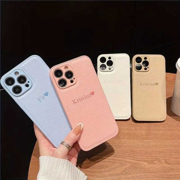 Personalize Customize DIY Initial Name Leather Soft Case For iPhone 16 15 14 Pro Max 11 12 13 X S XR 7 8 Plus Protective Cover R250724