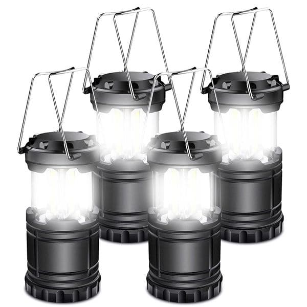 Camping Lantern Battery Powered Compact LED Lanterns Suitable Survival Kits Hurricane Waterproof Portable Emergency Light For Storm Outages Black