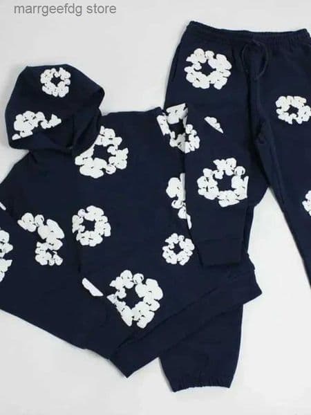 Tracksuits Chic Unisex Two-Piece Running Clothing Tracksuit Set 3D Cap Flower Pattern Couples Pullover Hoodie Sweatshirt Track Pants H241219 S250725