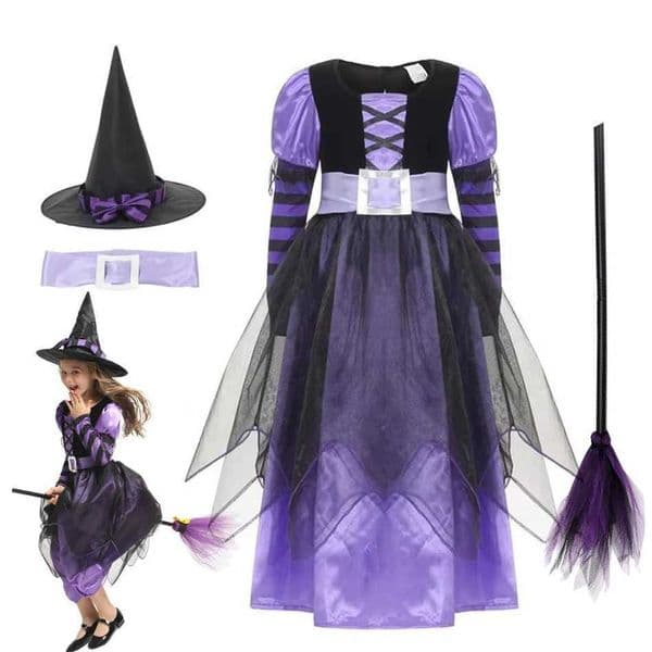 Halloween Par Costumes Witch Dress for Girls Kids Carnival Vampirina Dress Up Cosplay Vampire Pumpkin Clothing Z250725