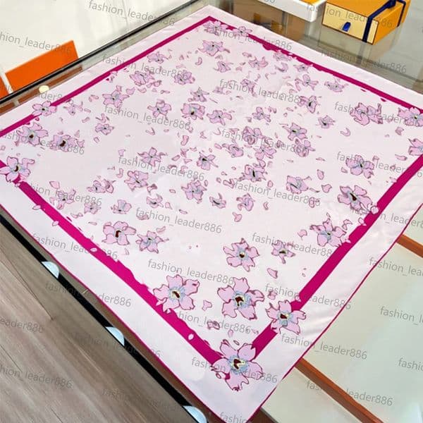 Double Sided Cherry Scarf Silks Cotton Blend Women Fashion Silken Designers Scarves Top quality Luxury Silk color blocking fringed edges designer scarf
