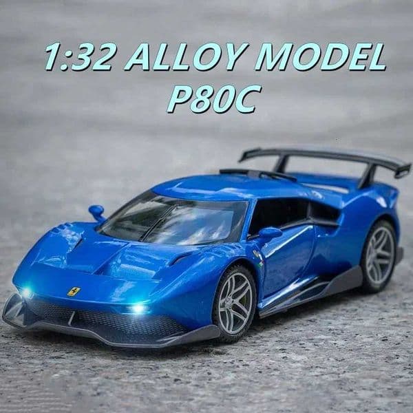 1/32 P80C Alloy Racing Car Model Diecasts Metal Toy Sports Super Car Model Simulation Sound Light Collection Kids Gift Z250724