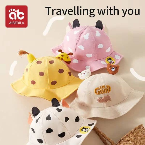 AIBEDILA Summer Panama Girls Hats Cartoon Boys Fisherman Baby Outdoor UV Bucket Hat Toddler Kids Sun Cap ddmyshoesvip