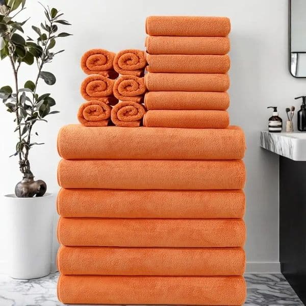 2026 18-Piece Set Towel Square Absorbent Soft Coral Fleece Face Washing Bathing Bath Bathroom Towels 240730 Free Shipping