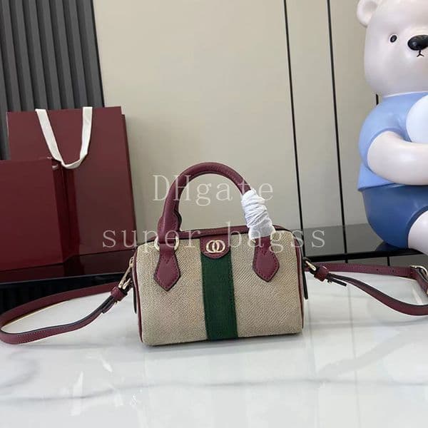Mini Boston Bag Luxury designer bag Mirror quality handbag 16CM shoulder bag canvas genuine leather Crossbody bag with box 25G838478A