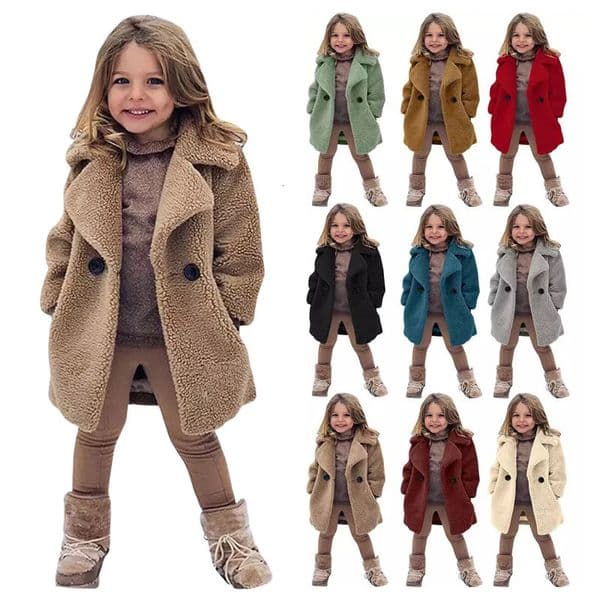 Warm Lambs Wool Jackets For Girls Boys Winter Fleece Outerwear Autumn Children Fashion Single-Breasted Coats Big Kids Clothes 250724