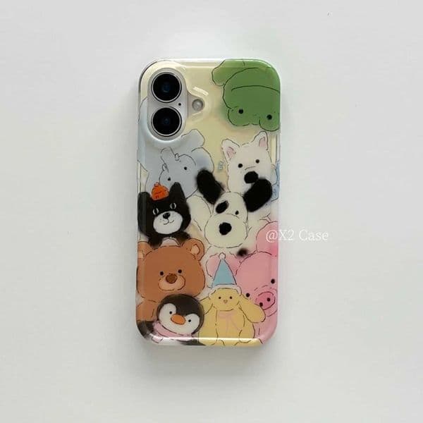 Fun Cute Graffiti Cartoon Animal Illustration Suitable for 16 Max Phone Case iPhone 15 Pro New 13 14 Protective Cover R250724