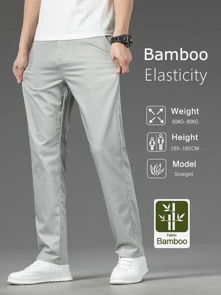 5color Bamboo Fiber Casual Mens Pants Business Classic Fashion Stretch Straight Slim Formal Suit Trousers 250725BANJIA