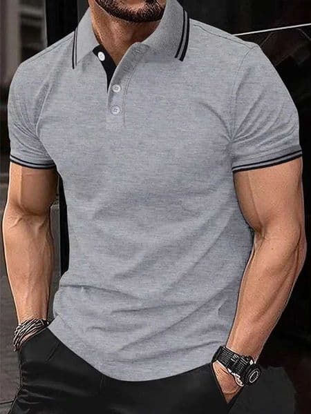 2024 New Solid Color Lapel Polo Shirt Summer Fashion Breathable Men and Women Short-Sleeved T-shirt Casual Top Mens Clothing XJ250725