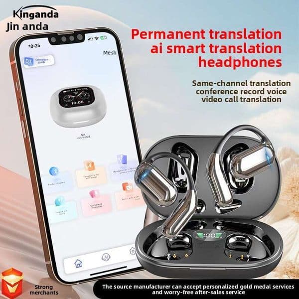 True Wireless Bluetooth Open Ear Hanging Ultra-Long Battery Life AI Translation Earphones