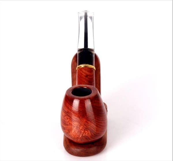 Smoking Pipes Old mahogany smooth pipe, white tail, bright paint, curved pipe, red sandalwood filter